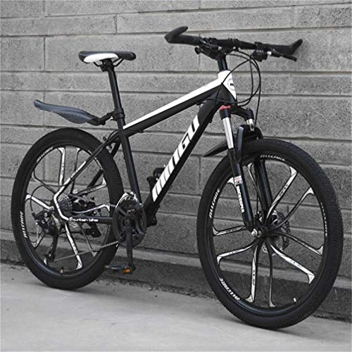 Mountain Bike : WJSW Mountain Bike da smorzamento, Bici da Strada City - Dual Suspension MTB da Uomo (Colore: Bianco Nero, Dimensioni: 21 velocità)