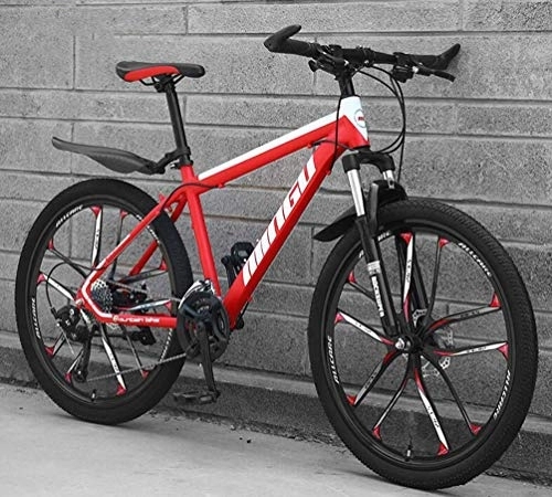 Mountain Bike : WJSW Mountain Bike da smorzamento, Bici da Strada City - Dual Suspension MTB da Uomo (Colore: Rosso, Dimensioni: 24 velocità)