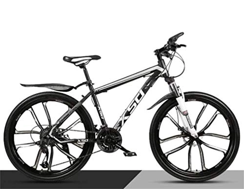 Mountain Bike : WJSW Mountain Bike da Uomo, Bici da 26 Pollici per pendolari City Hardtail off-Road smorzamento Bicicletta da Strada (Colore: Bianco Nero, Dimensioni: 27 velocità)