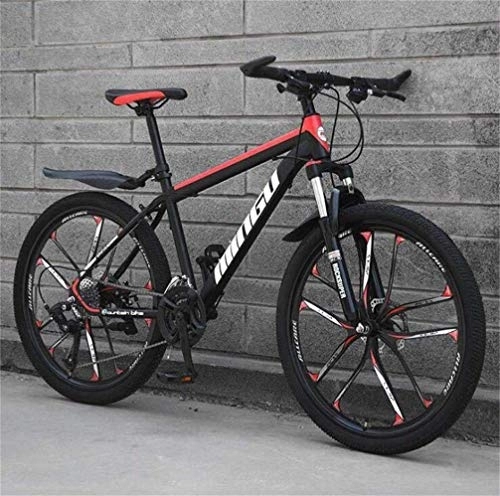 Mountain Bike : WJSW Mountain Bike per Adulti City Road Bicycle - Commuter City Hardtail Bike Unisex (Colore: Nero Rosso, Dimensione: 27 velocità)