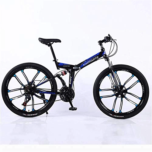 Mountain Bike : WLMGWRXB Doppia Piega Sospensione Dieci coltelli Ruota Complessiva Freni a Disco 21 velocità Mountain Bike 24 / 26 Pollici, Blu, 26inch