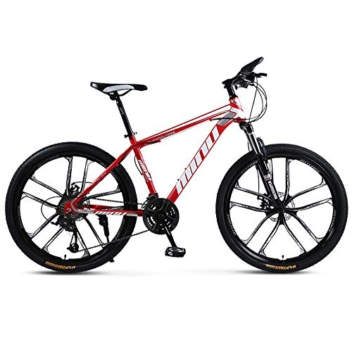 Mountain Bike : WSJ - Mountain bike da adulto, 26 pollici, 30 velocità, una ruota off-road a velocità variabile ammortizzatore, uomo e donna, bicicletta bicicletta, colore: Nero, rosa