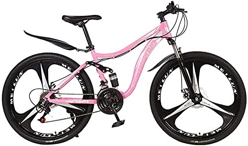 Mountain Bike : XBSXP 26 Pollici Outroad Mountain Bike, Dual Shock-Absorbing 21 Speed ​​Mountain Bike Cool Bike per Uomo Donna, Rosa
