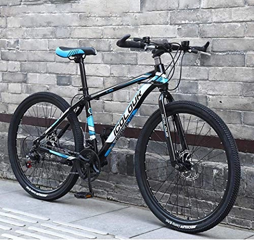 Mountain Bike : YIHGJJYP Bicicletta Uomo 26" Mountain Bike per Adulti Leggera Struttura di Alluminio Freni Anteriore e Posteriore a Disco Twist Shifters Attraverso 21 Costi, Nero Blu, 24Speed