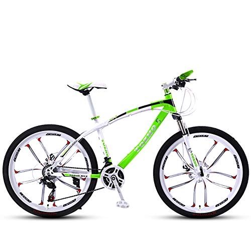 Mountain Bike : YJTGZ Bambini Biciclette 24 Pollici Ruota Integrato Freno A Disco di Assorbimento di Scossa 21 velocità Student velocità Variabile Mountain Bike, Telaio in Acciaio Ad Alto Tenore di Carbonio(Green)