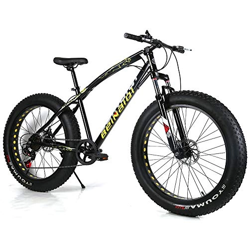 Mountain Bike : YOUSR Mens Mountain Bike Fat Bike Mens Bike Telaio in Lega di Alluminio Unisex Black 26 inch 27 Speed