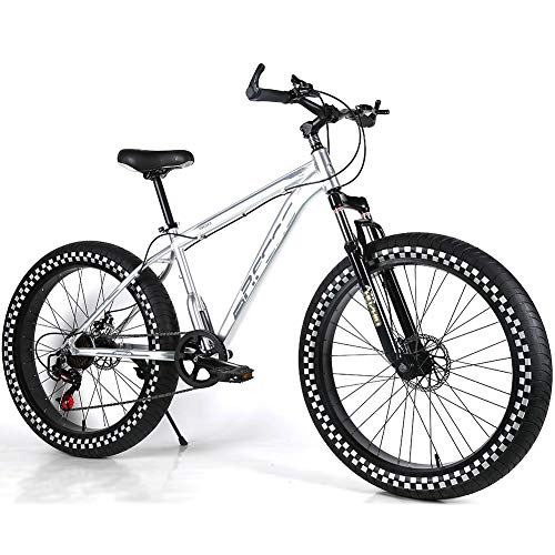 Mountain Bike : YOUSR Mens Mountain Bike Snow Bike Mountain Biciclette Shimano Unisex Silver 26 inch 24 Speed
