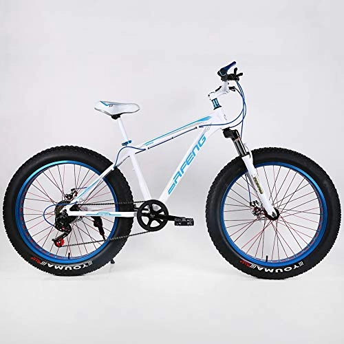 Mountain Bike : YOUSR Shimano 21 velocità Fatbike Hardtail FS Disk Fat Bike Gear 21 velocità per Uomo e Donna White 26 inch 21 Speed