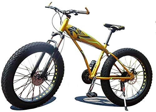 Mountain Bike : YYhkeby 26 Inch-7 / 21 / 24 / 27 / 30 velocità, 4, 0 Pneumatico Largo Spessore Ruota Mountain Bike, Snowmobile ATV off-Road Bicicletta (Colore: Oro, Dimensione: 30) Jialele (Color : Gold, Size : 27)