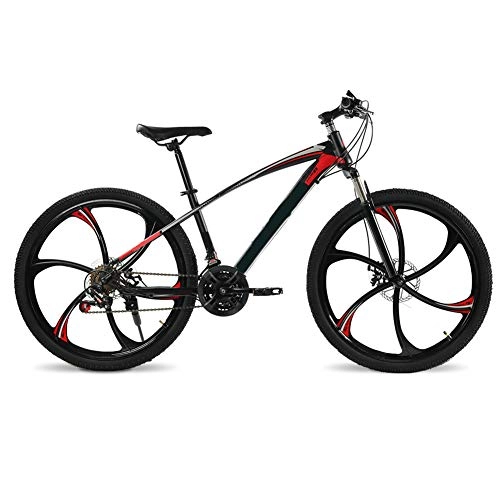 Mountain Bike : ZXL Mountain Bike per Adulti a velocità variabile, Bici con Doppio Freno a Disco 21 / 24 / 24 velocità, Bicicletta da motoslitta da Spiaggia con Ruote da 24 / 26 Pollici, Black 6 Spoke, 24in27speed