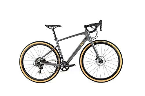 Bicicletas de carretera : Bicicleta Gravel ICe GV10, Cuadro en Fibra de Carbono, con monoplato de 11v, Color: Gris Antracita (51')