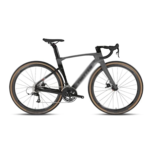Bicicletas de carretera : Bicycles for Adults Road Bike Disc Brake Fully Hidden Cable Carbon Fiber Handlebar Use groupset (Color : Black, Size : 22_48CM)