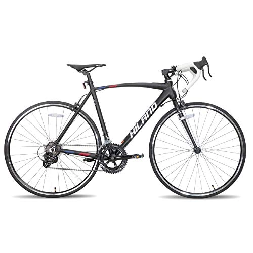 Bicicletas de carretera : Hiland Bicicleta de carreras 700c Racing Bike City con 14 velocidades, transmisión de 55 cm, color negro