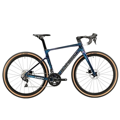 Bicicletas de carretera : KABON Bicicleta Carbono Gravel de Carretera, 700CX40C con Shimano 105 22 Velocidad, Bicicleta de Carreras con Freno de Disco para Hombres y Mujeres (Chameleon Blue, 53cm)