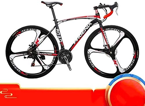 Bicicletas de carretera : MJY Bicicleta de carretera de 24 ', freno de disco de 21 / 27 velocidades Bicicleta de velocidad variable Rueda de aleación de aluminio Marco de acero al carbono 6-11, rojo, 21 velocidades