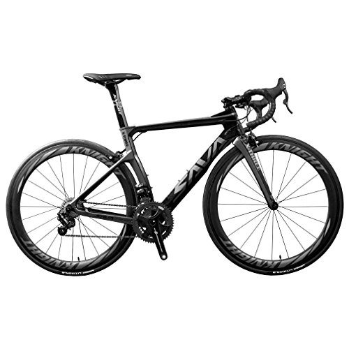 Bicicletas de carretera : SAVADECK Phantom 8.0 700C Bicicleta de Carretera con Fibra de Carbono para Bicicletas con Campagnolo Chorus 22 Speed Groupset Michelin 25C Silla de Montar Tyco y Fizik (56cm, Negro Gris)