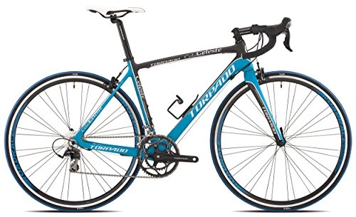 Bicicletas de carretera : Torpado - Bicicleta de carretera Celeste, 10 v, de carbono, talla 49, colores negro y azul (carrera en carretera)