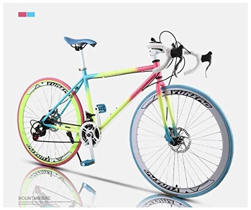 Bicicletas de carretera : YANGSANJIN Bicicleta de carretera, Bicicletas de 24 velocidades de 26 pulgadas, freno de disco doble, marco de acero de alto carbono, carreras de bicicletas de carretera, hombres y mujeres adultos