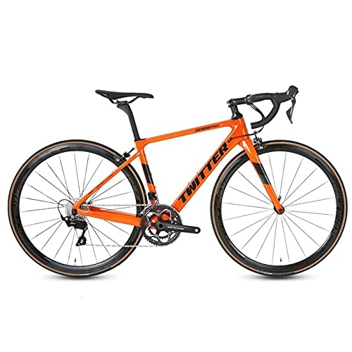 Bicicletas de carretera : ZWHDS Bicicleta de montaña - 700C Bicicleta de Carretera de Carbono Completo 22 Velocidad Cable Interior Carrera de Carbono Completo Bicicleta (Color : Orange, Size : 50cm)