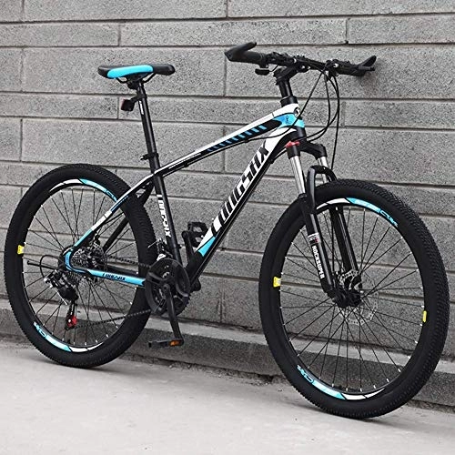 Bicicletas de montaña : 30 Velocidades Bicicleta de montaña Bicicleta de Carretera con Marco de Acero al Carbono Ruedas de 24 / 26 Pulgadas Unisex, Azul, 24 Pulgadas