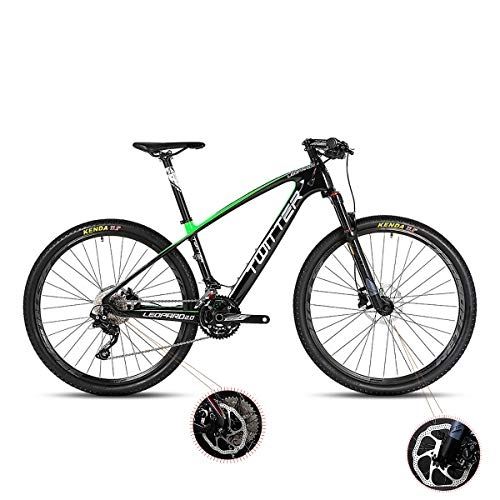 Bicicletas de montaña : Adultos bicicleta de montaña de fibra de carbono XC 22 velocidades Off-Road Bike con amortiguador de presin de aire y bicicletas de freno de aceite de la horquilla delantera 26" / 27.5", Green, 26"*15.5