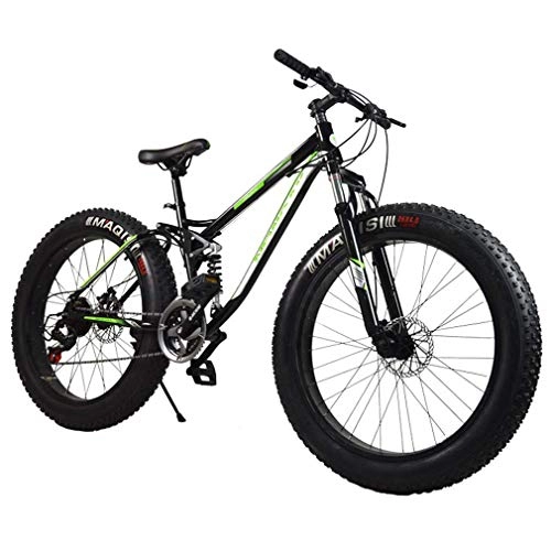 Bicicletas de montaña : AISHFP Fat Tire Bicicletas de montaña para Adultos, Playa Moto de Nieve, Bicicletas de Doble Freno de Disco Crucero, Bicicleta de montaña para Hombre 26 Pulgadas Ruedas, Negro