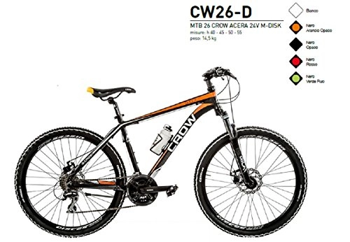 Bicicletas de montaña : Bicicleta 26Crow acera 24V aluminio horquilla bloccabile freno m-disk cw26-d negro naranja mate Made in Italy, NERO ARANCIO OPACO