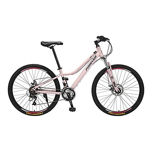 Bicicletas de montaña : Bicicleta, bicicleta de montaña de 24 velocidades, bicicleta de doble choque, con marco de acero de alto carbono y ruedas de 26 pulgadas, para mujeres y adolescentes, fácil de instalar, antidesli