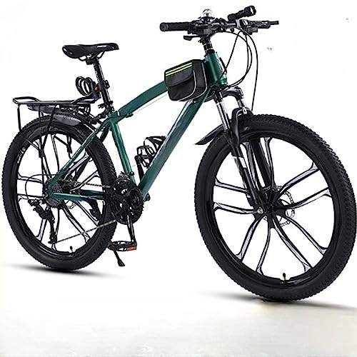 Bicicletas de montaña : Bicicleta de 26 pulgadas, bicicleta de montaña de velocidad, bicicleta de carretera para deportes al aire libre, marco de acero con alto contenido de carbono, adecuada para adultos (Green 30 speeds)