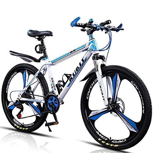 Bicicletas de montaña : Bicicleta de Montaa- plegable de 24 / 26 pulgadas, frenos de disco dobles de 21 / 24 / 27 / 30 velocidades para bicicleta, 6 ruedas de cuchillo y 3 ruedas de cuchillo para de montaña, Azul, 27speed26in