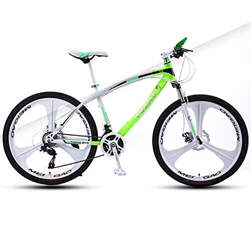 Bicicletas de montaña : Bicicleta de montaña de 24 pulgadas bicicleta de amortiguación de velocidad variable para adultos bicicleta todoterreno doble freno de disco bicicleta de tres ruedas-Blanco y verde_30 velocidades