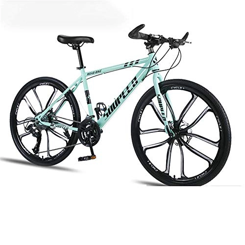 Bicicletas de montaña : Bicicleta de montaña de 26 Pulgadas 21-Speed-Dual Disc Frenos para Estudiantes Adultos Off-Road-Diez Blade Wheels-Bicycle Green-27speed