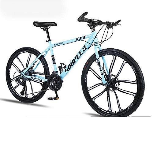 Bicicletas de montaña : Bicicleta de montaña de 26 Pulgadas 21-Speed-Dual Disc Frenos para Estudiantes Adultos Off-Road-Ten Blade Wheels-Bicycle Blue-30 Velocidad