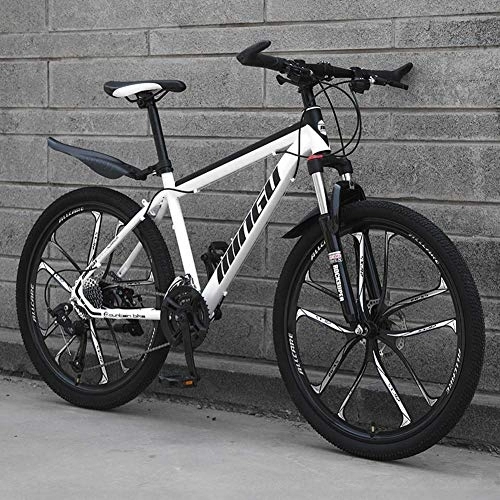 Bicicletas de montaña : Bicicleta de montaña de Velocidad Variable 21 / 24 / 27 / 30 Velocidad Marco de Acero al Carbono 24 Pulgadas Ruedas de 10 radios Bicicleta de amortiguación MTB, Negro, 27 velocidades