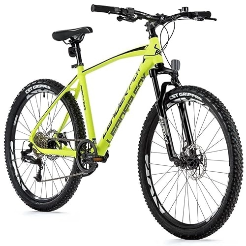 Bicicletas de montaña : Bicicleta de montaña Leader Fox Factor de 26 pulgadas, 8 velocidades, freno de disco, altura 36 cm, amarillo neón