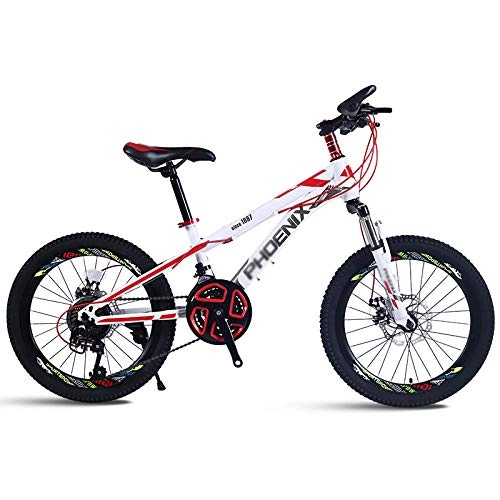 Bicicletas de montaña : Bicicleta de montaña Off-Road Shift Bicicleta para nios amortiguadores Frenos de Disco Estudiantes Masculinos y Femeninos Bicicleta 21 velocidades-Blanco Rojo_22