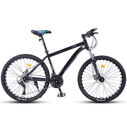 Bicicletas de montaña : Bicicleta de montaña para Adultos Cuadro de Acero al Carbono liviano de 27 velocidades Horquilla de suspensión de Doble Freno de Disco Rueda de 26 Pulgadas, Azul
