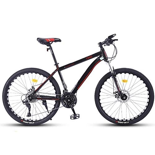 Bicicletas de montaña : Bicicleta de montaña para Adultos de 27 velocidades Marco de aleación de Aluminio liviano Horquilla de suspensión de Doble Freno de Disco Rueda de 26 Pulgadas, Rojo