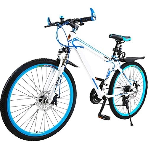 Bicicletas de montaña : Bicicleta de montaña para niños de 30 velocidades Marco de Acero al Carbono liviano Frenos de Disco de suspensión Delantera Unisex, Azul