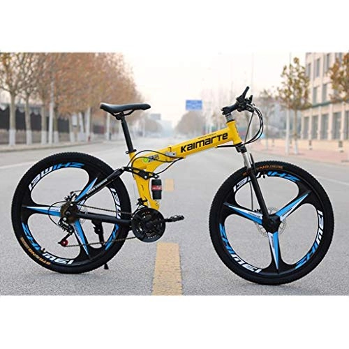 Bicicletas de montaña : Bicicleta de Montaña, Plegable de 24 pulgadas de acero al carbono Barranco de bicicletas de montaña bicicletas de ruedas Unidad de doble freno de disco de doble suspensión 21 24 27 velocidades