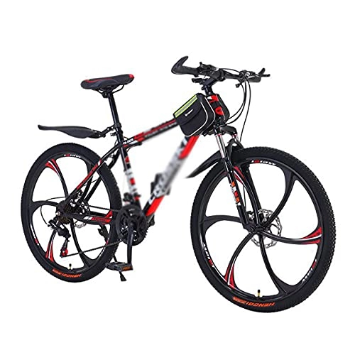 Bicicletas de montaña : Bicicleta Montaña 21 Velocidad De Montaña Bicicleta De Montaña 26 Pulgadas Daul Disco Freno Mombres Motica Marco De Acero De Carbono Con Teniva De Suspensión Para Adultos Hom(Size:27 Speed, Color:rojo)