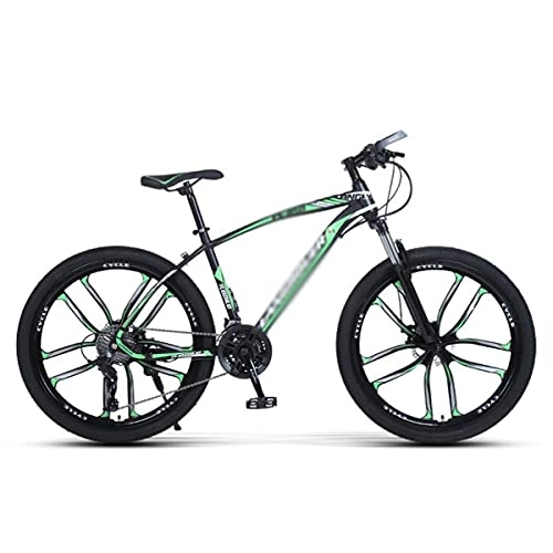 Bicicletas de montaña : Bicicleta Montaña 26 Pulgadas De Bicicleta De Montaña Marco De Acero Al Carbono 21 / 24 / 27 Velocidad Dual Disco Con Teniva De Suspensión De Bloqueo Para Hombres Para Hombres A(Size:24 Speed, Color:Green)