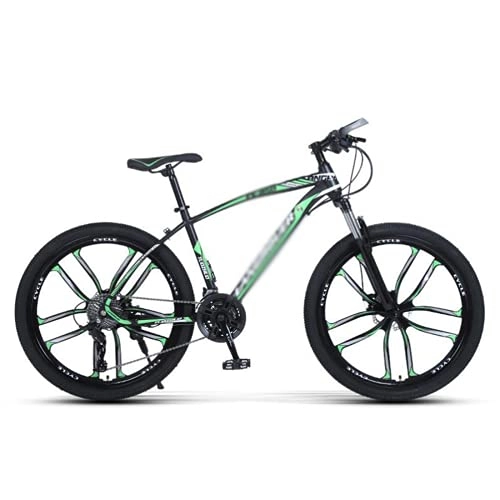 Bicicletas de montaña : Bicicleta Montaña Bicicleta De Acero Al Carbono De 21 Pulgadas De 21 Pulgadas 21 / 24 / 27 Velocidades Con Freno De Doble Disco Bicicleta Urbana Para Adultos Para Hombre Para Mu(Size:24 Speed, Color:Verde)