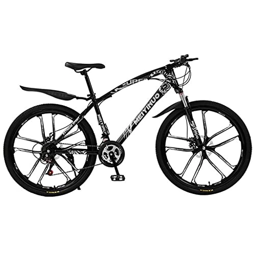 Bicicletas de montaña : Bicicleta Montaña Ruedas De 26 Pulgadas Suspensión Completa Bicicleta De Montaña Bicicleta De Acero Al Carbono 21 / 24 / 27 Velocidad Con Frenos De Disco Adecuado Para Hombres Y(Size:27 Speed, Color:Negro)