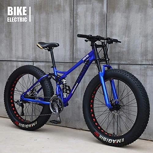 Bicicletas de montaña : Bicicleta MTB Top, Fat Wheel Moto / Fat Bike / Fat Tire Mountain Bike, Beach Cruiser Fat Tire Bike Snow Bike Fat Big Tire Bicicleta 21 velocidades, Azul, 24IN