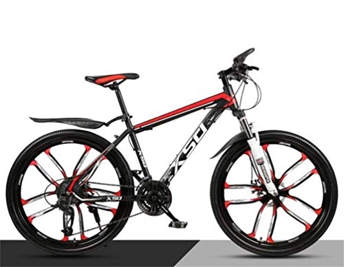 Bicicletas de montaña : CJH Todoterreno, Deporte Al Aire Libre, Velocidad Variable, Bicicleta de Montaña para Hombre, Rueda de 26 Pulgadas City Hardtail Off-Road Amortiguación City Road Bicicleta (Color: Negro Rojo, Tamaño: