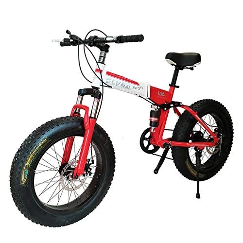Bicicletas de montaña : Dapang Bicicleta de Montaa Plegable, 26 Pulgadas, Velocidad 21 / 24 / 27, Engranajes Shimano con 4.0"de Grasa Neumtica, Bicicletas de Nieve, Red, 24speed