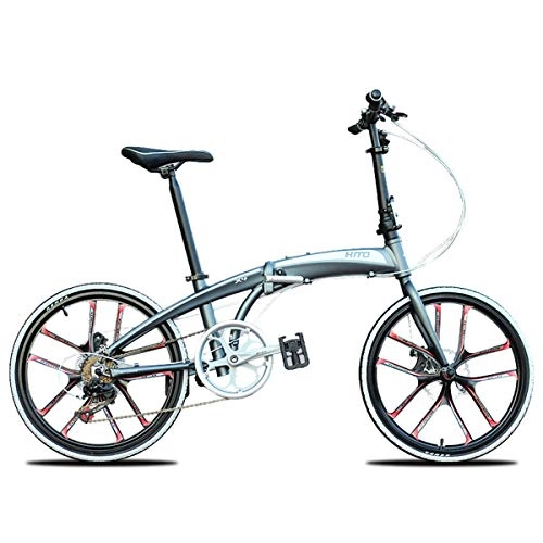 Bicicletas de montaña : Dapang Bicicleta Plegable, Bicicleta de cercanas de Citybike con Bicicleta de suspensin de 22 Pulgadas y Ruedas de MTB de 10 radios, Titanium