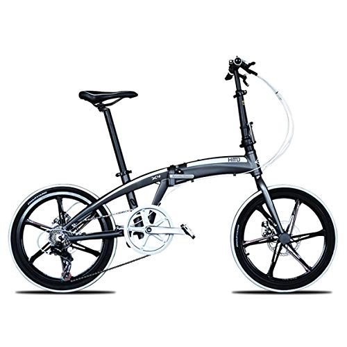 Bicicletas de montaña : Dapang Bicicleta Plegable, Bicicleta de cercanías de Citybike con Bicicleta de suspensión de 6 Pulgadas y Ruedas de 6 radios de 6 radios, Titanium, 6SpokeWheels