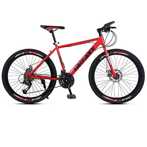 Bicicletas de montaña : DGAGD 24 / 26 Pulgadas Bicicleta de montaña Bicicleta Masculina y Femenina Velocidad Variable Carreras de Carretera Pedal de luz Rueda de radios-Rojo_24 Pulgadas
